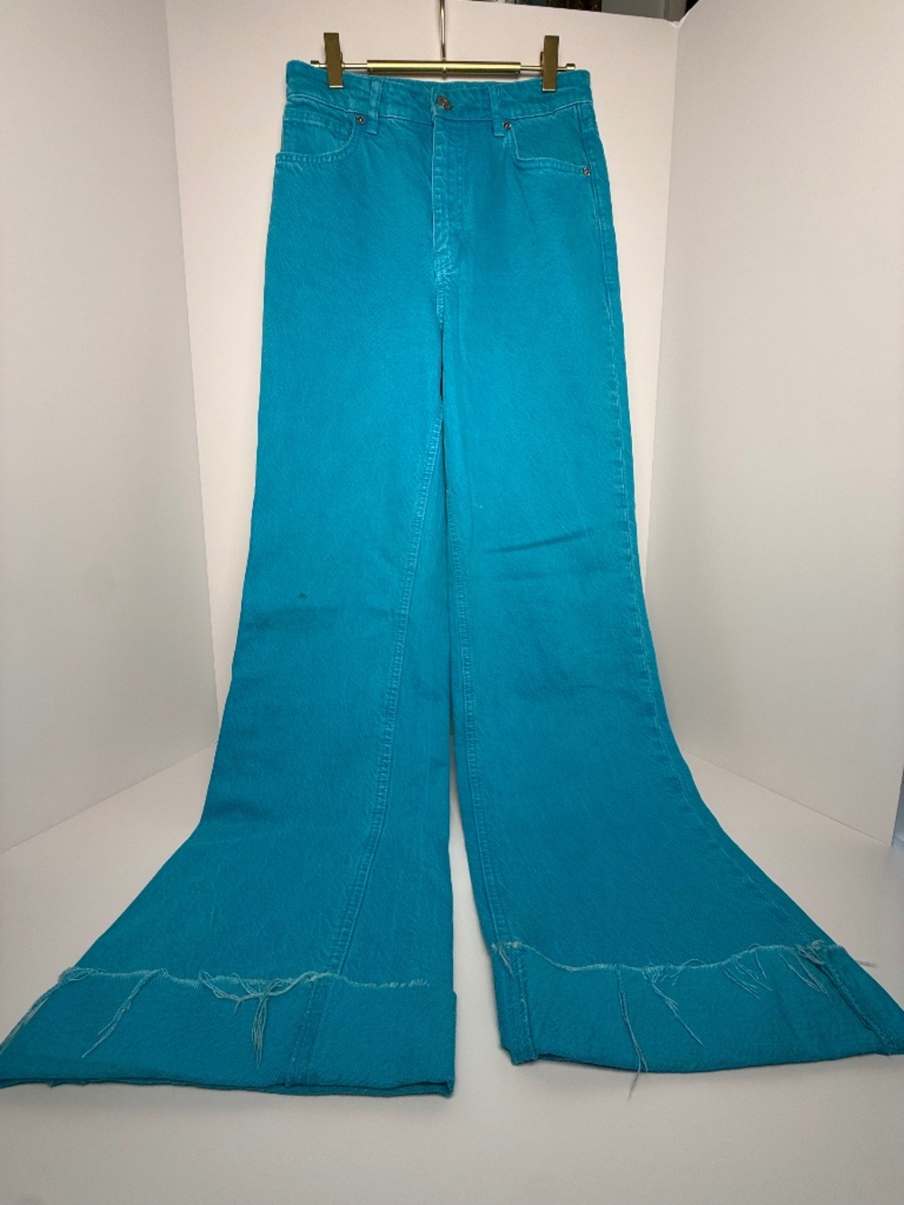 Zara Turquoise Wide Leg Denim Pants